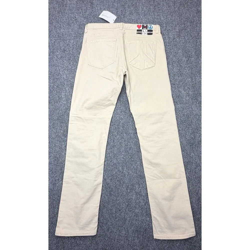 Moschino 30 Years Mens Jeans IT 48 US 32 Beige Slim Fit Stretch NWT NEW